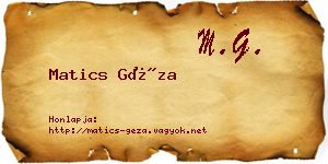 Matics Géza névjegykártya